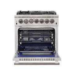 Forno 3-Piece Pro Appliance Package - 30" Dual Fuel Range, Pro-Style Refrigerator, and Dishwasher in Stainless Steel - The Home Selection