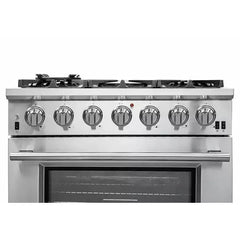 Forno 3-Piece Pro Appliance Package - 36" Gas Range, Pro-Style Refrigerator, and Dishwasher in Stainless Steel - The Home Selection