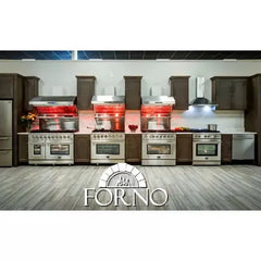 Forno 3-Piece Pro Appliance Package - 36" Gas Range, Pro-Style Refrigerator, and Dishwasher in Stainless Steel - The Home Selection