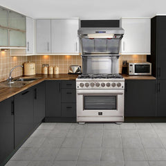 Forno 36" Capriasca Dual Fuel Range - Gas Cooktop with 240v Electric Oven - 6 Burners, Convection Oven and 120,000 BTUs - FFSGS6187-36 - The Home Selection