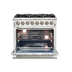 Forno 36" Capriasca Dual Fuel Range - Gas Cooktop with 240v Electric Oven - 6 Burners, Convection Oven and 120,000 BTUs - FFSGS6187-36 - The Home Selection