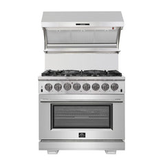 Forno 36" Capriasca Dual Fuel Range - Gas Cooktop with 240v Electric Oven - 6 Burners, Convection Oven and 120,000 BTUs - FFSGS6187-36 - The Home Selection
