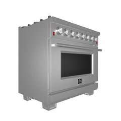 Forno 36" Capriasca Dual Fuel Range - Gas Cooktop with 240v Electric Oven - 6 Burners, Convection Oven and 120,000 BTUs - FFSGS6187-36 - The Home Selection