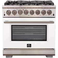 Forno 36" Capriasca Dual Fuel Range - Gas Cooktop with 240v Electric Oven - 6 Burners, Convection Oven and 120,000 BTUs - FFSGS6187-36 - The Home Selection