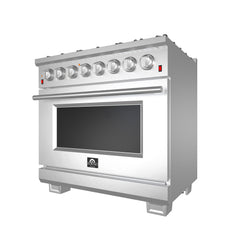 Forno 36" Capriasca Dual Fuel Range - Gas Cooktop with 240v Electric Oven - 6 Burners, Convection Oven and 120,000 BTUs - FFSGS6187-36 - The Home Selection
