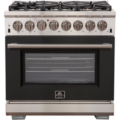 Forno 36" Capriasca Dual Fuel Range - Gas Cooktop with 240v Electric Oven - 6 Burners, Convection Oven and 120,000 BTUs - FFSGS6187-36 - The Home Selection