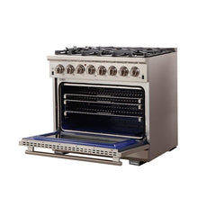 Forno 36" Capriasca Dual Fuel Range - Gas Cooktop with 240v Electric Oven - 6 Burners, Convection Oven and 120,000 BTUs - FFSGS6187-36 - The Home Selection