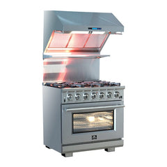 Forno 36" Capriasca Gas Range with 6 Burners, Convection Oven and 120,000 BTUs - FFSGS6260-36 - The Home Selection