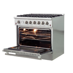 Forno 36" Freestanding Gas Range with AIRFRYER - REVERSIBLE GRIDDLE - WOK RING - FFSGS6291-36 - The Home Selection