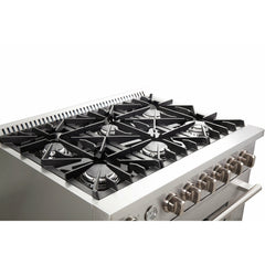 Forno 36" Freestanding Gas Range with AIRFRYER - REVERSIBLE GRIDDLE - WOK RING - FFSGS6291-36 - The Home Selection