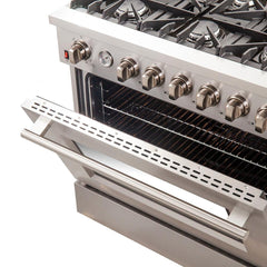 Forno 36" Freestanding Gas Range with AIRFRYER - REVERSIBLE GRIDDLE - WOK RING - FFSGS6291-36 - The Home Selection