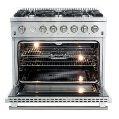 Forno 36" Freestanding Gas Range with AIRFRYER - REVERSIBLE GRIDDLE - WOK RING - FFSGS6291-36 - The Home Selection