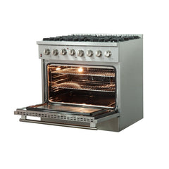 Forno 36" Galiano Gas Range with 240v Electric Oven - 6 Burners and Convection Oven - FFSGS6156-36 - The Home Selection