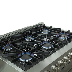 Forno 36" Galiano Gas Range with 240v Electric Oven - 6 Burners and Convection Oven - FFSGS6156-36 - The Home Selection