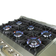 Forno 36" Galiano Gas Range with 240v Electric Oven - 6 Burners and Convection Oven - FFSGS6156-36 - The Home Selection