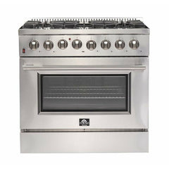 Forno 36" Galiano Gas Range with 240v Electric Oven - 6 Burners and Convection Oven - FFSGS6156-36 - The Home Selection