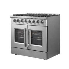 Forno 36-Inch Galiano Dual Fuel Range with 6 Gas Burners, 83,000 BTUs, & French Door Electric Oven in Stainless Steel (FFSGS6356-36) - The Home Selection