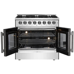Forno 36-Inch Galiano Dual Fuel Range with 6 Gas Burners, 83,000 BTUs, & French Door Electric Oven in Stainless Steel (FFSGS6356-36) - The Home Selection