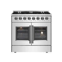 Forno 36-Inch Galiano Dual Fuel Range with 6 Gas Burners, 83,000 BTUs, & French Door Electric Oven in Stainless Steel (FFSGS6356-36) - The Home Selection
