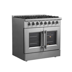 Forno 36-Inch Galiano Dual Fuel Range with 6 Gas Burners, 83,000 BTUs, & French Door Electric Oven in Stainless Steel (FFSGS6356-36) - The Home Selection