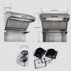 Forno 36" Wall Mount Range Hood with Red Light Warmer, Shelf/Backsplash, and 1200 CFM Motor - FRHWM5029-36HB - The Home Selection