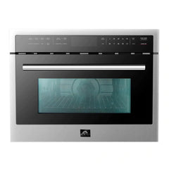 Forno 4-Piece Appliance Package - 30" Gas Range, 36" Refrigerator with Water Dispenser, Microwave Oven, & 3-Rack Dishwasher in Stainless Steel - The Home Selection