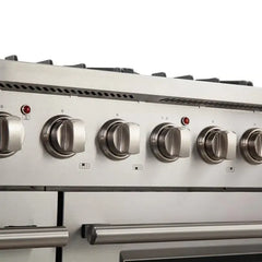 Forno 4-Piece Appliance Package - 48" Gas Range, 36" Refrigerator with Water Dispenser, Microwave Oven, & 3-Rack Dishwasher in Stainless Steel - The Home Selection