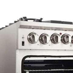 Forno 4-Piece Pro Appliance Package - 30" Gas Range, 36" Refrigerator with Water Dispenser, Microwave Drawer, & 3-Rack Dishwasher in Stainless Steel - The Home Selection