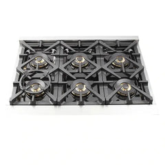 Forno 4-Piece Pro Appliance Package - 36" Dual Fuel Range, 36" Refrigerator with Water Dispenser, Microwave Oven, & 3-Rack Dishwasher in Stainless Steel - The Home Selection