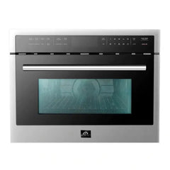 Forno 4-Piece Pro Appliance Package - 36" Gas Range, 56" Pro-Style Refrigerator, Microwave Oven, & 3-Rack Dishwasher in Stainless Steel - The Home Selection