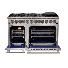Forno 48" Capriasca Dual Fuel Range with 240v Electric Oven - 8 Burners, Griddle, and 160,000 BTUs - FFSGS6187-48 - The Home Selection