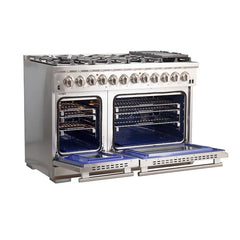 Forno 48" Capriasca Dual Fuel Range with 240v Electric Oven - 8 Burners, Griddle, and 160,000 BTUs - FFSGS6187-48 - The Home Selection