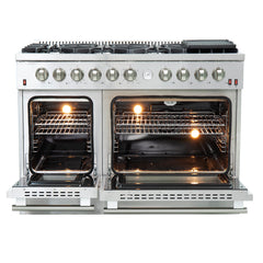 Forno 48" Freestanding Gas Range with AIRFRYER - REVERSIBLE GRIDDLE - WOK RING - FFSGS6291-48 - The Home Selection