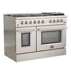 Forno 48" Freestanding Gas Range with AIRFRYER - REVERSIBLE GRIDDLE - WOK RING - FFSGS6291-48 - The Home Selection