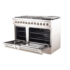 Forno 48" Galiano Dual Fuel Range - Gas Cooktop with 240v Electric Oven - 8 Burners, Griddle, and Double Oven - FFSGS6156-48 - The Home Selection