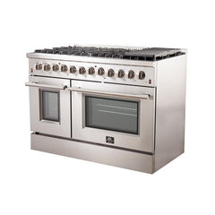 Forno 48" Galiano Dual Fuel Range - Gas Cooktop with 240v Electric Oven - 8 Burners, Griddle, and Double Oven - FFSGS6156-48 - The Home Selection