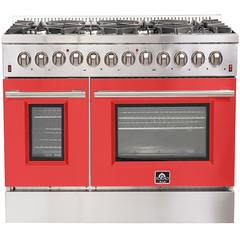 Forno 48" Galiano Dual Fuel Range - Gas Cooktop with 240v Electric Oven - 8 Burners, Griddle, and Double Oven - FFSGS6156-48 - The Home Selection