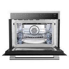 Forno 5-Piece Appliance Package - 48" Gas Range, 36" Refrigerator with Water Dispenser, Wall Mount Hood with Backsplash, Microwave Oven, & 3-Rack Dishwasher in Stainless Steel - The Home Selection