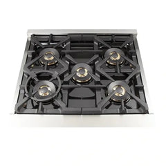 Forno 5-Piece Pro Appliance Package - 30" Gas Range, 36" Refrigerator with Water Dispenser, Wall Mount Hood with Backsplash, Microwave Drawer, & 3-Rack Dishwasher in Stainless Steel - The Home Selection