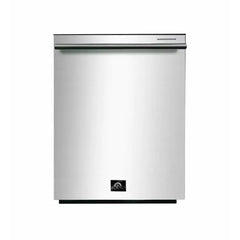 Forno 5-Piece Pro Appliance Package - 48" Dual Fuel Range, 56" Pro-Style Refrigerator, Wall Mount Hood with Backsplash, Microwave Oven, & 3-Rack Dishwasher in Stainless Steel - The Home Selection