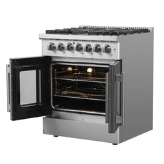 Forno Galiano 30" Freestanding French Door Dual Fuel Range - FFSGS6356-30 - The Home Selection