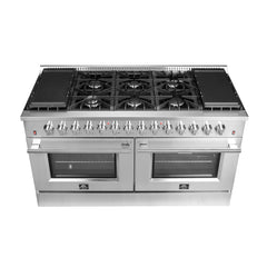 Forno Galiano 60" Gold Professional Freestanding Gas Surface Dual Fuel 240V Electric oven Range - FFSGS6156-60 - The Home Selection