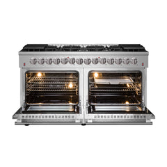 Forno Galiano 60" Gold Professional Freestanding Gas Surface Dual Fuel 240V Electric oven Range - FFSGS6156-60 - The Home Selection