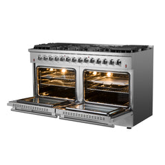 Forno Galiano 60" Gold Professional Freestanding Gas Surface Dual Fuel 240V Electric oven Range - FFSGS6156-60 - The Home Selection