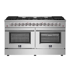 Forno Galiano 60" Gold Professional Freestanding Gas Surface Dual Fuel 240V Electric oven Range - FFSGS6156-60 - The Home Selection