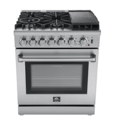 Forno Lazio 30-Inch Freestanding Dual Fuel Range, 4 Burners, True Convection Oven - FFSGS6196-30 - The Home Selection