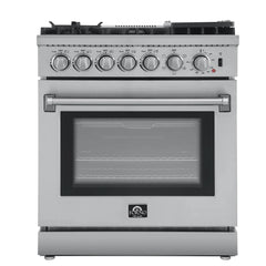 Forno Lazio 30-Inch Freestanding Dual Fuel Range, 4 Burners, True Convection Oven - FFSGS6196-30 - The Home Selection