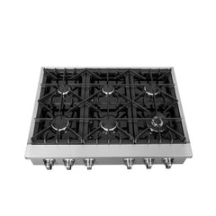 Forno Lseo 36-Inch Gas Range top, 6 Burners, Griddle in Stainless Steel - FCTGS5737-36 - The Home Selection