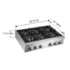 Forno Lseo 36-Inch Gas Range top, 6 Burners, Griddle in Stainless Steel - FCTGS5737-36 - The Home Selection