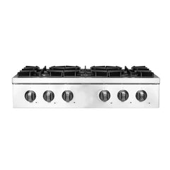 Forno Lseo 36-Inch Gas Range top, 6 Burners, Griddle in Stainless Steel - FCTGS5737-36 - The Home Selection